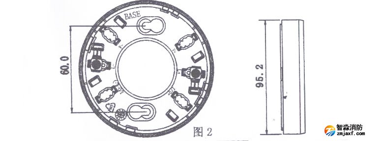 JTY-GF-FS1028點型光感煙火災探測器底座示意圖